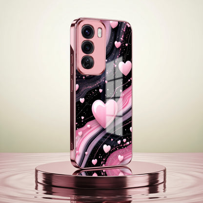 Oppo Reno 12 Pro 5G Love Sparkle Pink Electroplated Glass Phone Back Case