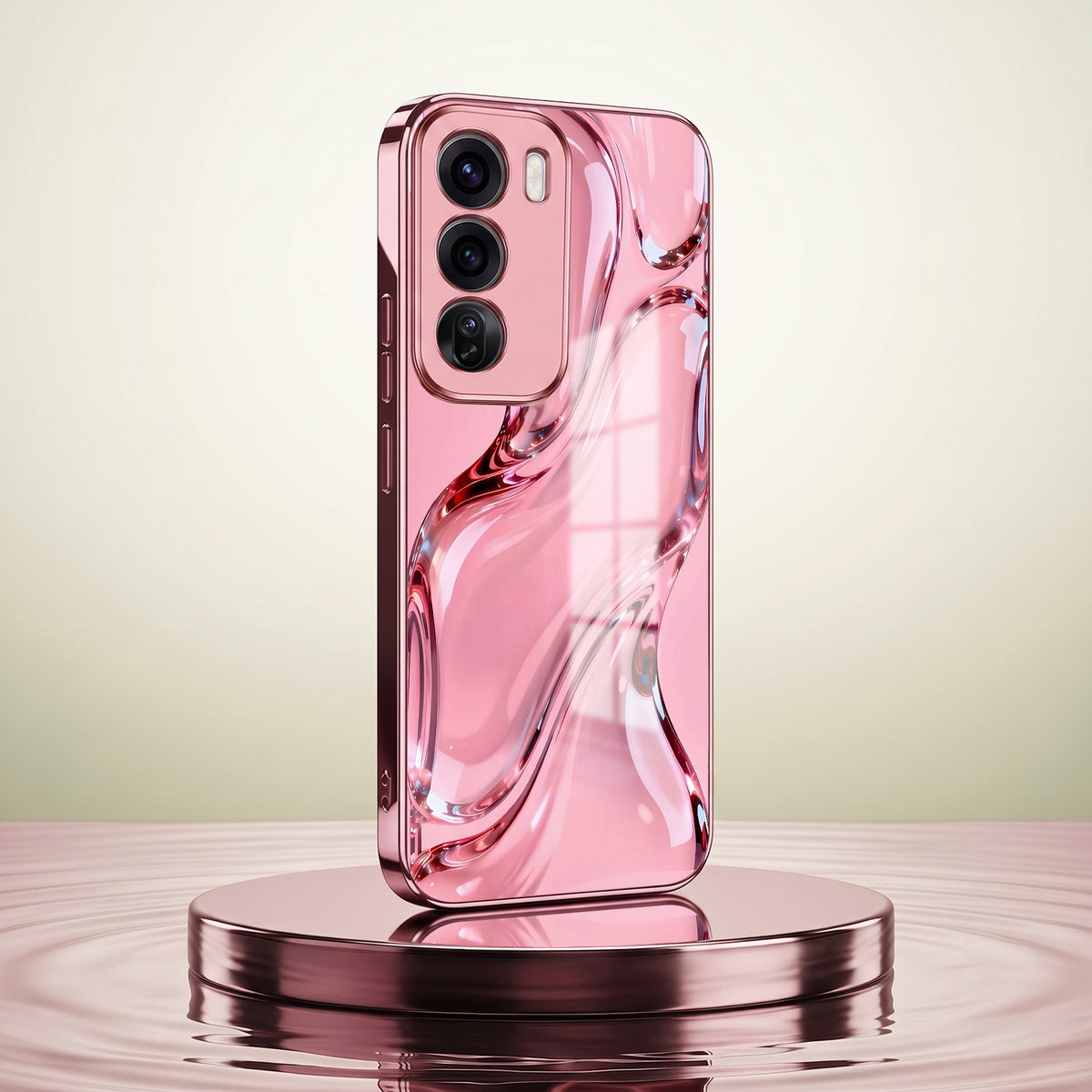 Oppo Reno 12 Pro 5G Crystal Wave Energy Pink Electroplated Glass Phone Back Case
