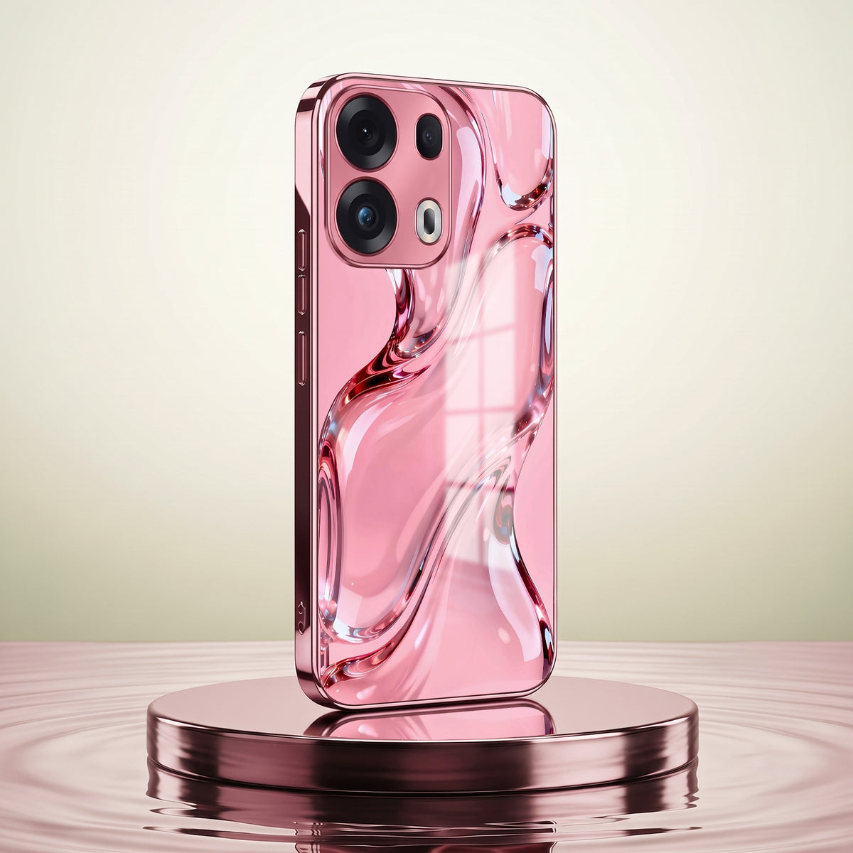 Oppo Reno 13 Pro 5G Crystal Wave Energy Pink Electroplated Glass Phone Back Case