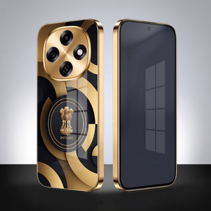 OPPO F31 Pro 5G Royal Emblem Gold Electroplated Glass Phone Back Case