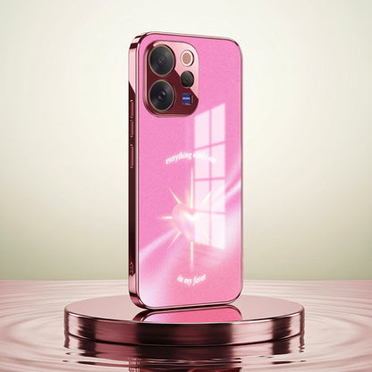 Vivo V70 5G Luxury Glowing Heart Pink Electroplated Glass Phone Back Case