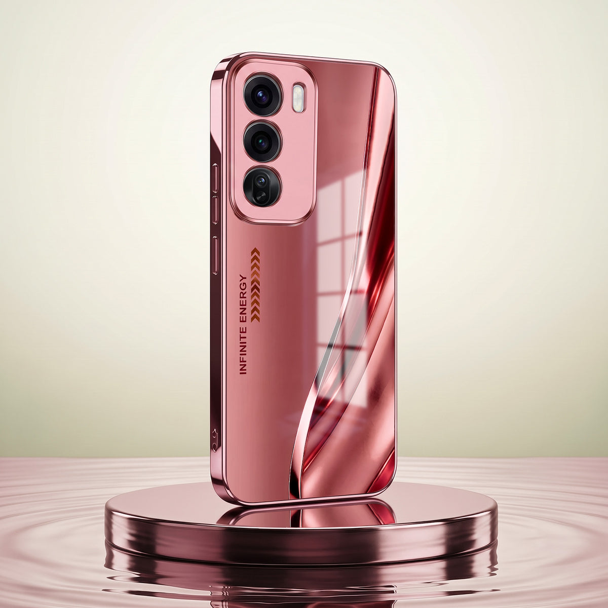 Oppo Reno 12 Pro 5G Luxury Infinity Energy Pink Electroplated Glass Phone Back Case
