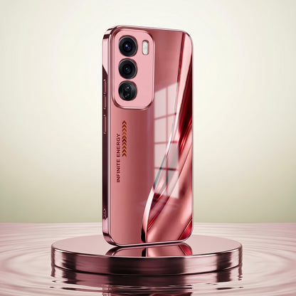 Oppo Reno 12 Pro 5G Luxury Infinity Energy Pink Electroplated Glass Phone Back Case