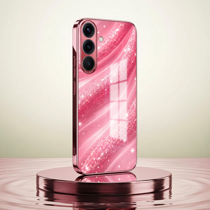 Samsung Galaxy A36 5G Luxury Glitter Wave Pink Electroplated Glass Phone Back Case