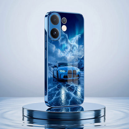 Vivo V60 5G Ice Dragon GT Blue Electroplated Glass Phone Back Case
