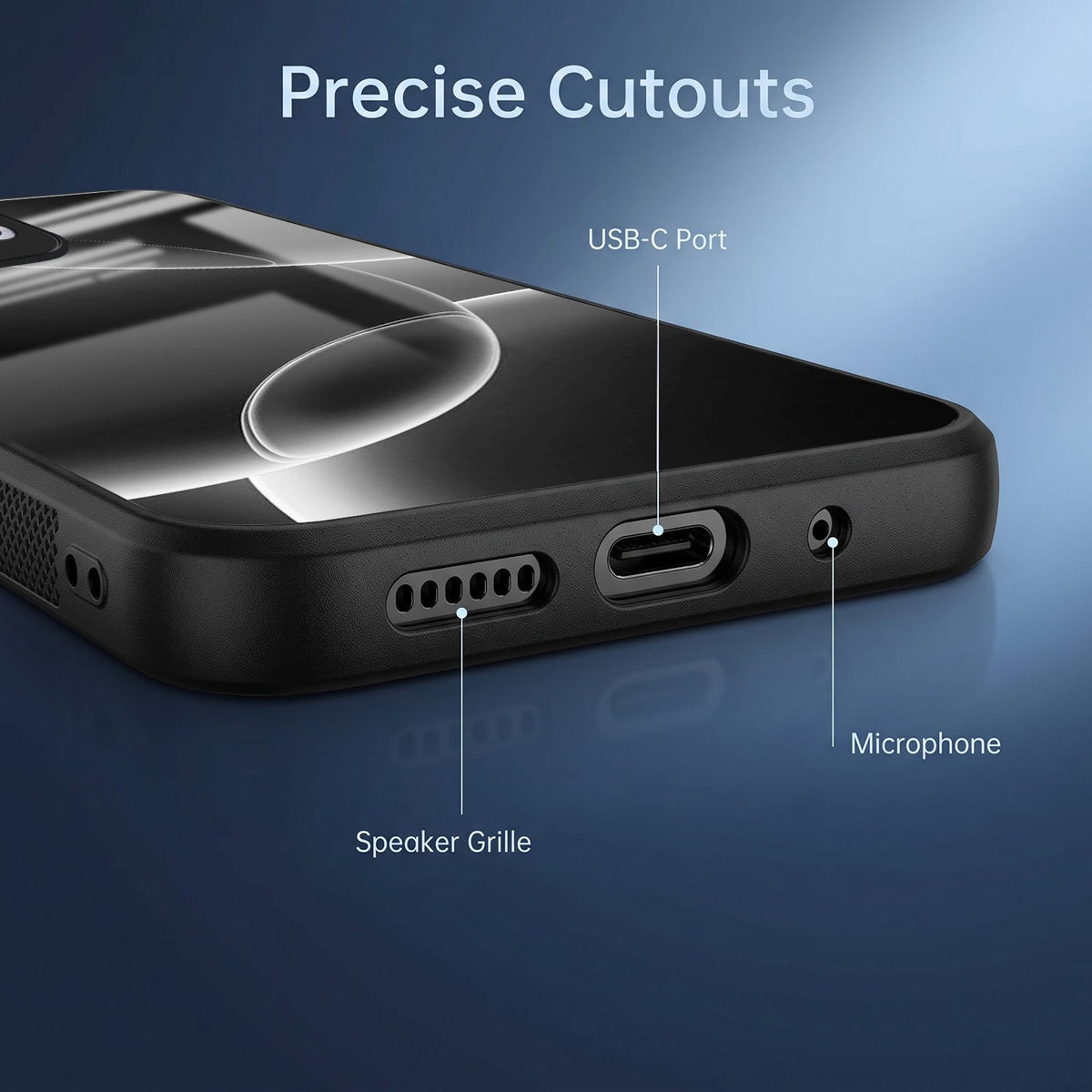 Oppo Reno 13 5G Premium Acrylic Shockproof Glass Back Case (Black Wave)