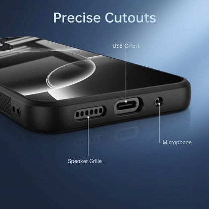 Oppo Reno 13 5G Premium Acrylic Shockproof Glass Back Case (Black Wave)