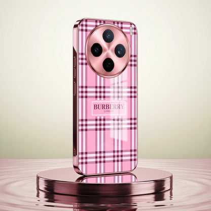 Vivo X200T 5G Burberry Classic Pink Electroplated Glass Phone Back Case