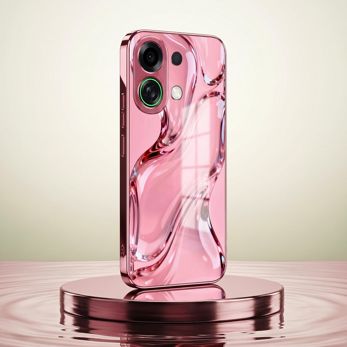 Oppo K13 Turbo 5GCrystal Wave Energy Pink Electroplated Glass Phone Back Case