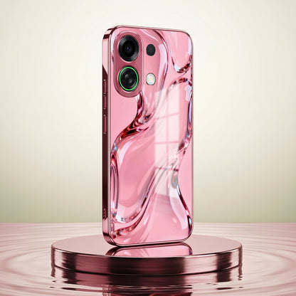 Oppo K13 Turbo 5GCrystal Wave Energy Pink Electroplated Glass Phone Back Case
