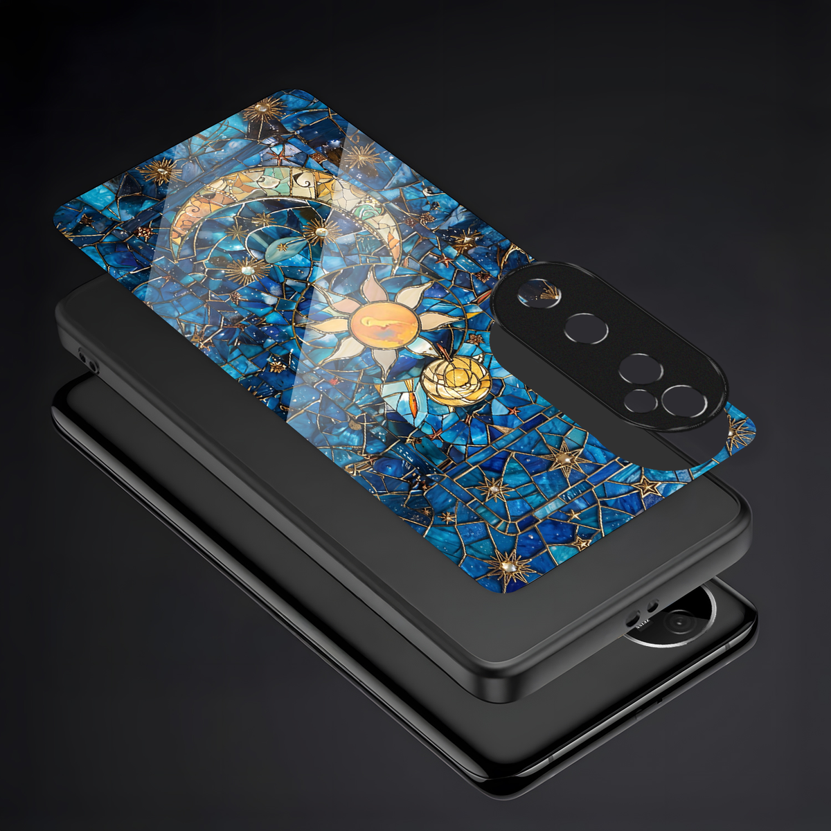 Vivo V40 Pro 5G Premium Acrylic Shockproof Glass Back Case (Sun-Moon)