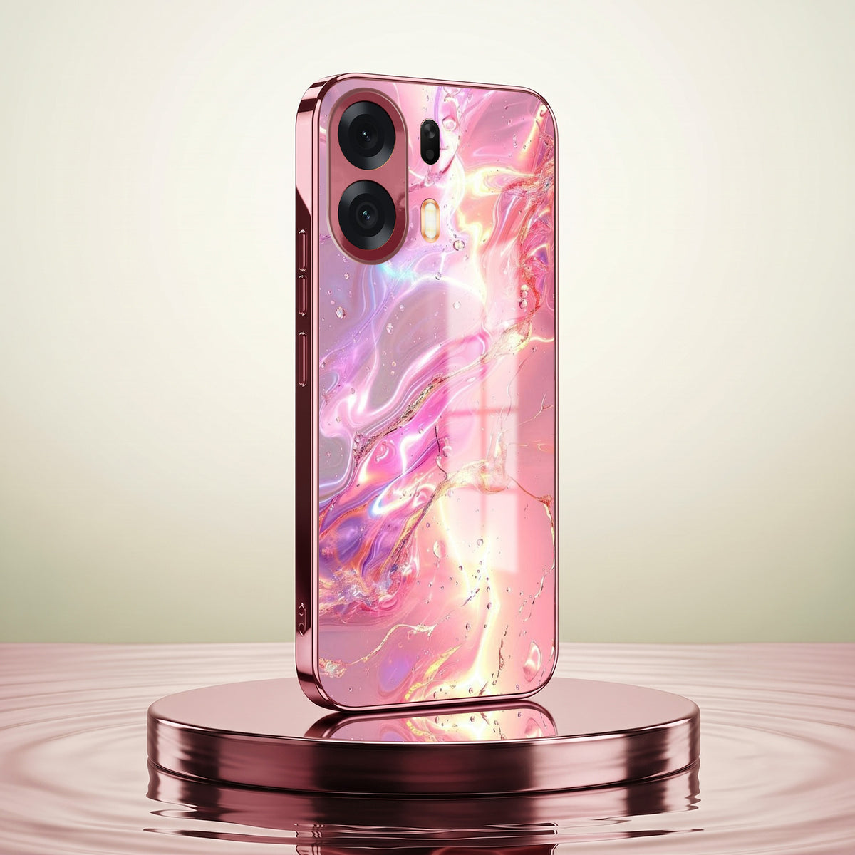 Oppo K14 Plus 5G Pearl Aurora Pink Electroplated Glass Phone Back Case