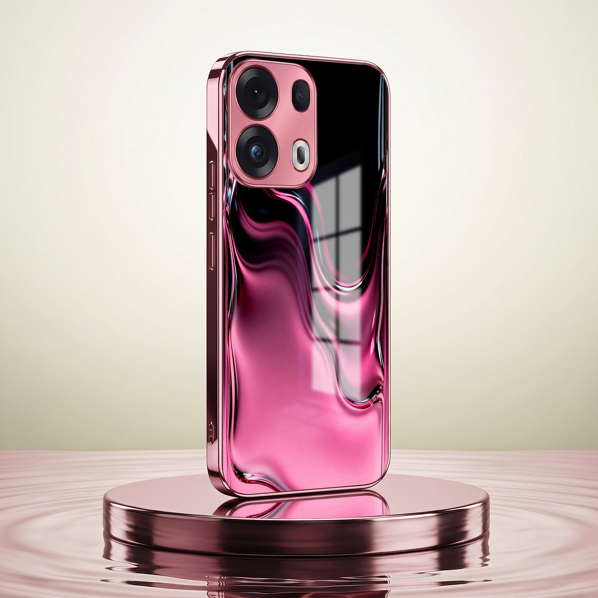 Oppo Reno 13 Pro 5G Liquid Wave Pink Electroplated Glass Phone Back Case