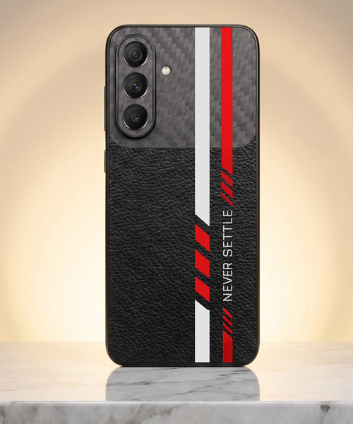 Samsung Galaxy A27 5G Sporty Stripe Focus Carbon Fiber Leather Hybrid Back Case