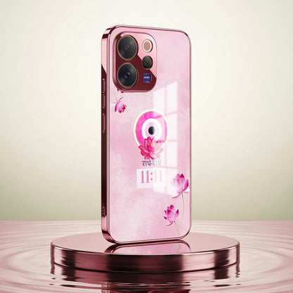 Vivo V70 5G Luxury Radhe Radhe 11:11 Pink Electroplated Glass Phone Back Case