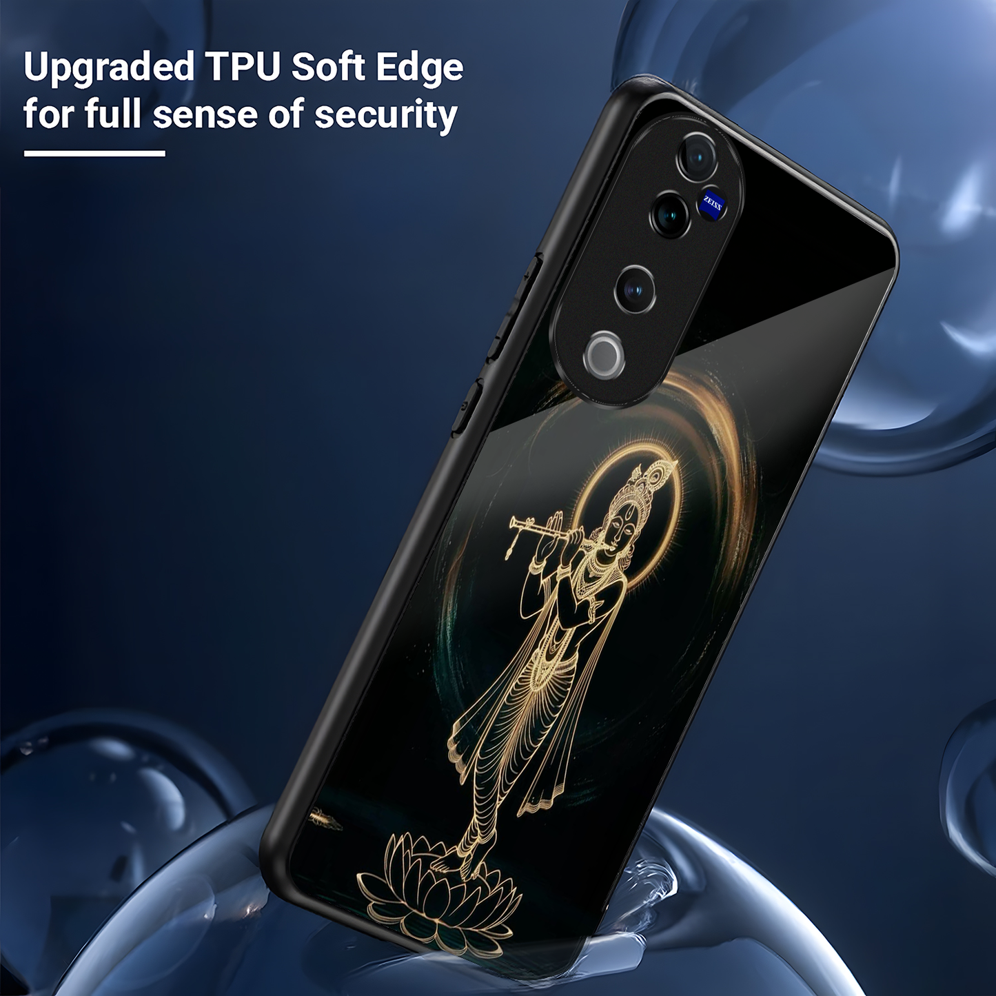 Vivo V40 Pro 5G Premium Acrylic Shockproof Glass Back Case (Krishna Flute)
