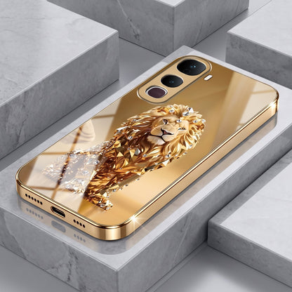 Vivo Y400 Pro 5G Luxury Lion Gold Electroplated Glass Phone Back Case