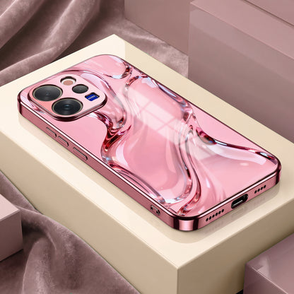 Vivo V70 5G Crystal Wave Energy Pink Electroplated Glass Phone Back Case