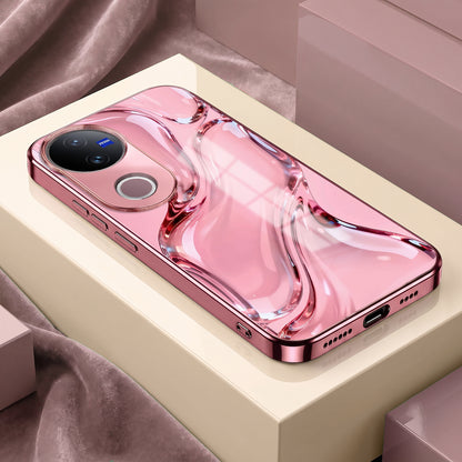 Vivo V50 5G Crystal Wave Energy Pink Electroplated Glass Phone Back Case