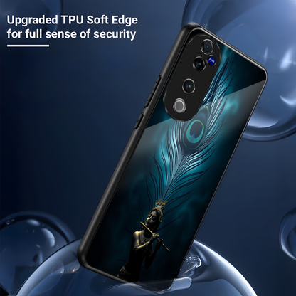 Vivo V40 Pro 5G Premium Acrylic Shockproof Glass Back Case (Divine Peacock)