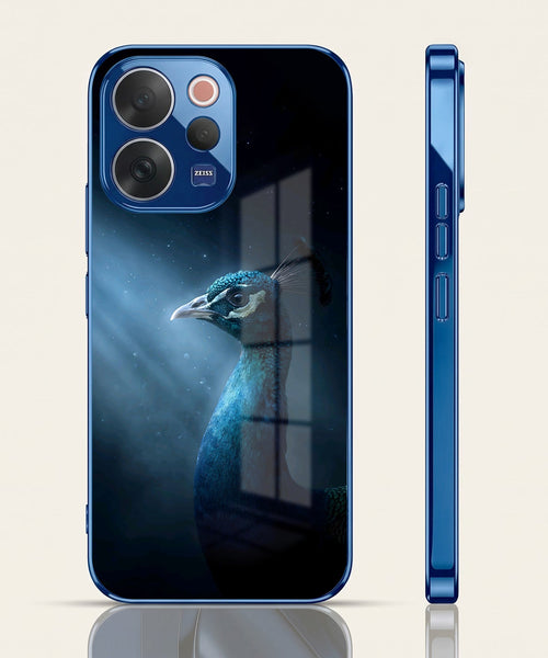 Vivo V70 5G Royal Peacock Blue Electroplated Glass Phone Back Case