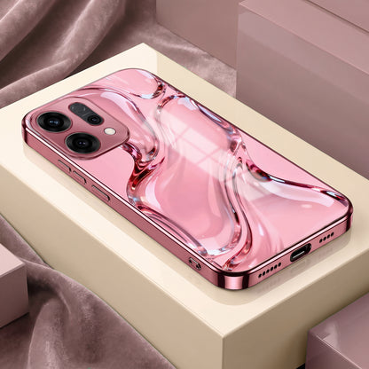 Oppo Reno 14 5G Crystal Wave Energy Pink Electroplated Glass Phone Back Case