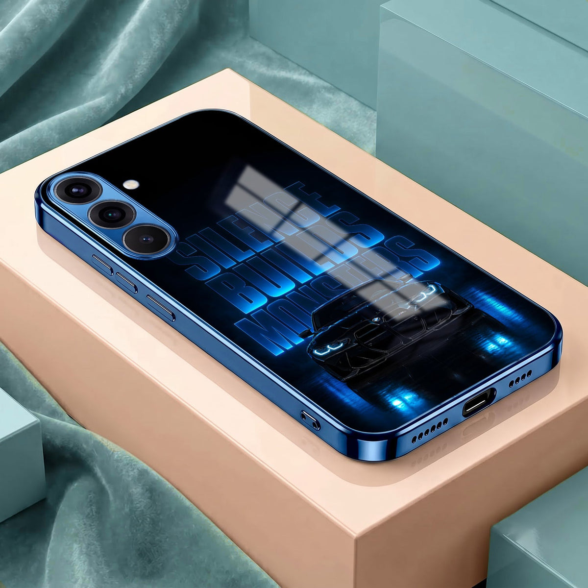 Samsung Galaxy A56 5G Silence Build Monsters Blue Electroplated Glass Phone Back Case