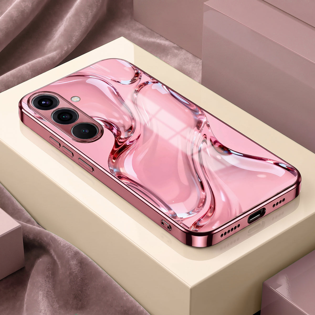 Samsung Galaxy A36 5G Crystal Wave Energy Pink Electroplated Glass Phone Back Case