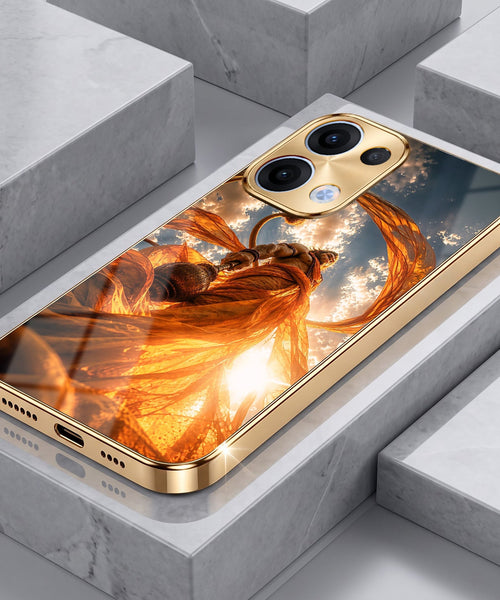 Oppo Reno 13 5G Divine Hanuman Gold Electroplated Glass Phone Back Case