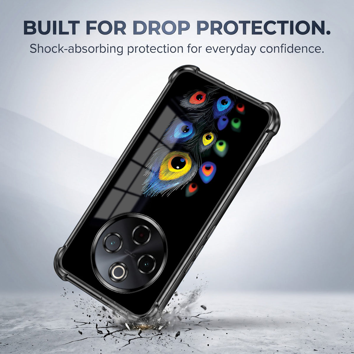 Vivo T4 5G Multi-Feather Peacock Airbags Printed Back Case