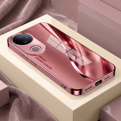 Vivo V50 5G Luxury Infinity Energy Pink Electroplated Glass Phone Back Case