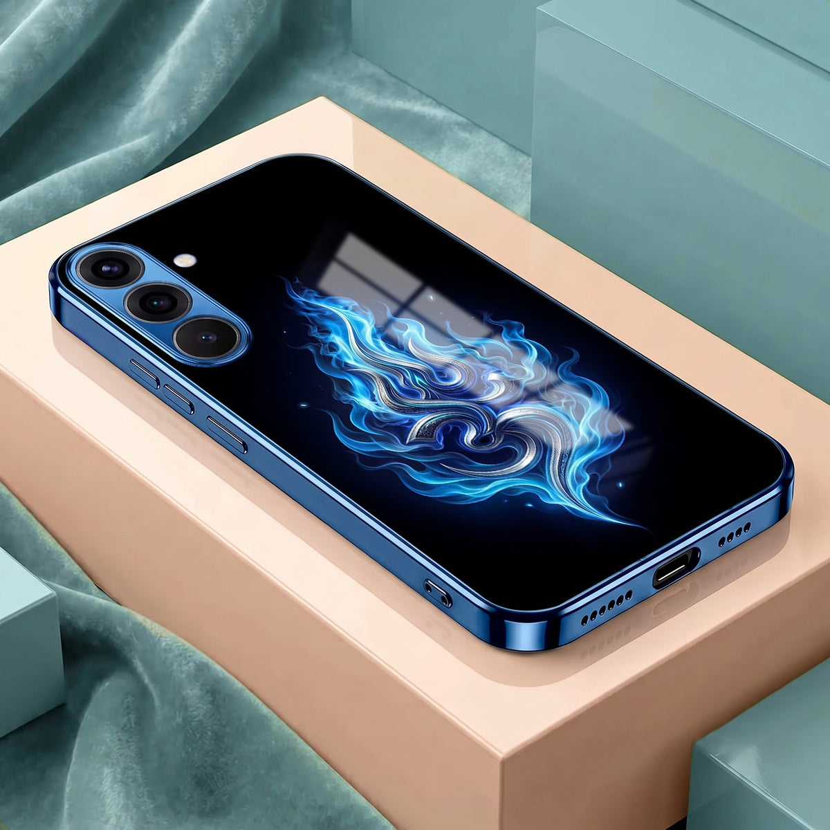 Samsung Galaxy A36 5G Blue Flame OM Blue Electroplated Glass Phone Back Case