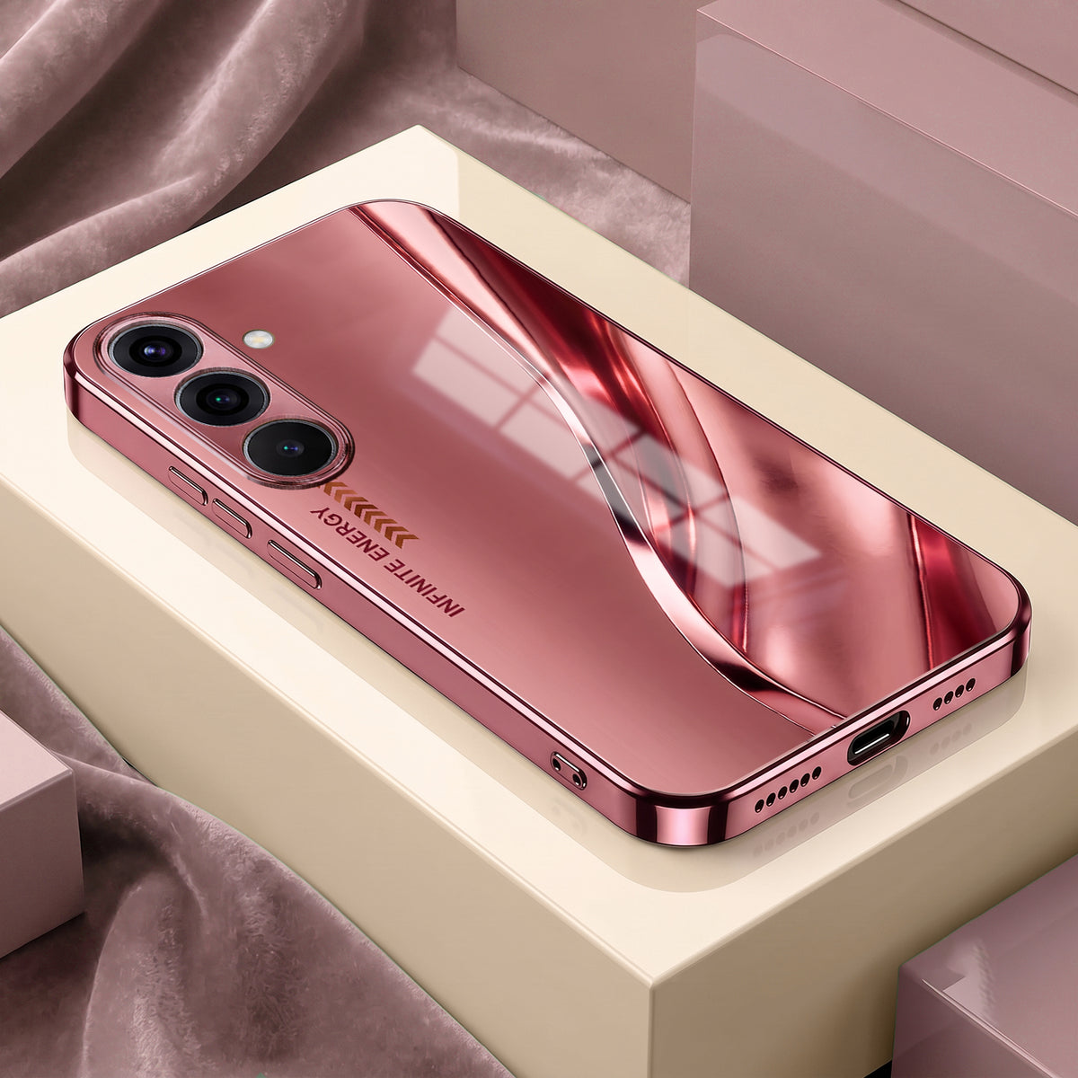 Samsung Galaxy A36 5G Luxury Infinity Energy Pink Electroplated Glass Phone Back Case