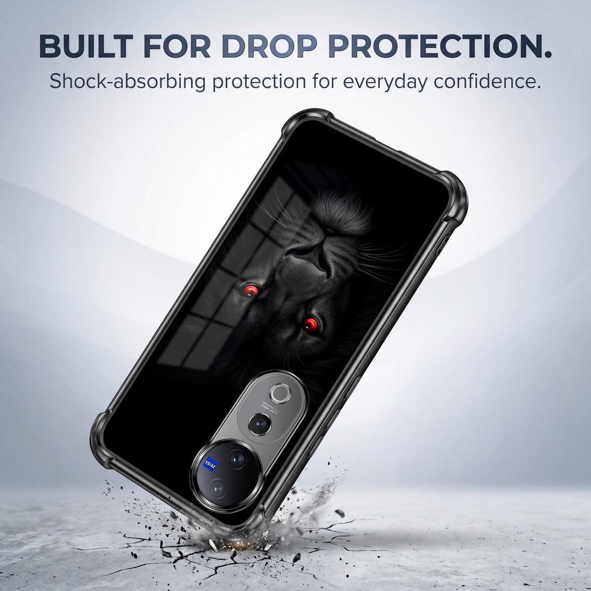 Vivo V40 Pro 5G Premium Black Lion Airbags Printed Back Case