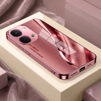 Vivo T5x 5G Luxury Infinity Energy Pink Electroplated Glass Phone Back Case