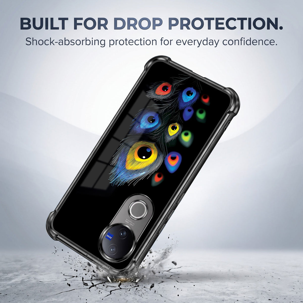 Vivo V50 5G Multi-Feather Peacock Airbags Printed Back Case