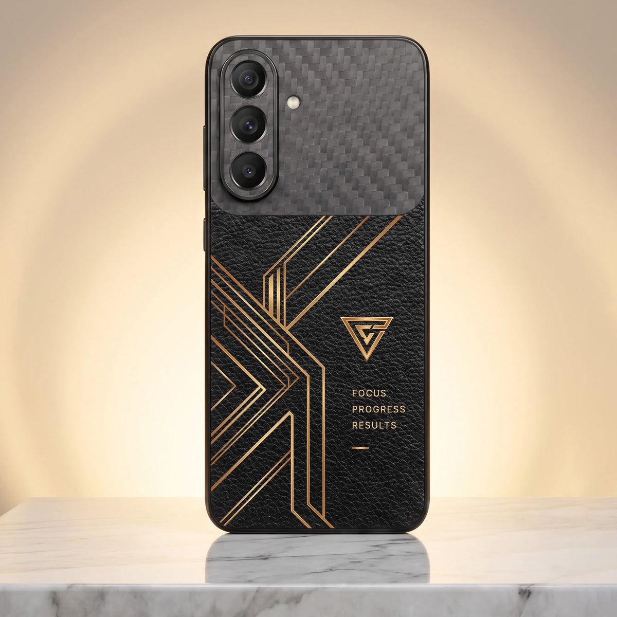 Samsung Galaxy A57 5G Geometric Luxury Carbon Fiber Leather Hybrid Back Case