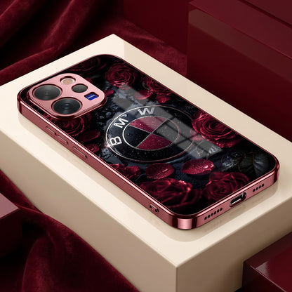 Vivo V70 5G BMW Logo Burgundy Electroplated Glass Back Case