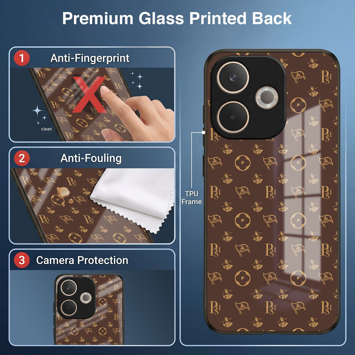 Oppo A5 Pro 5G Luxury Monogram Brown Acrylic Glass Back Case