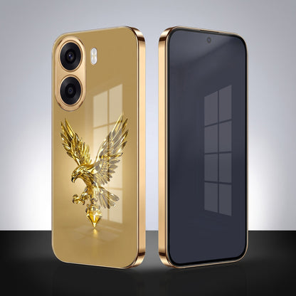 Oppo K14x 5G Golden Eagle Gold Electroplated Glass Phone Back Case