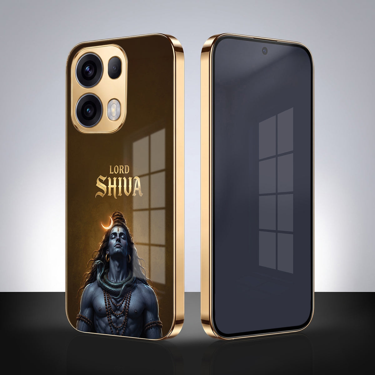 Oppo Reno 13 Pro 5G Lord Shiva Gold Electroplated Glass Phone Back Case