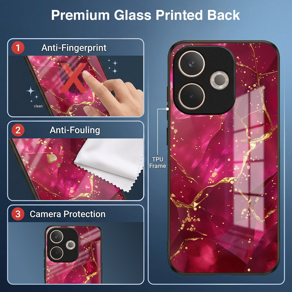Oppo A5 Pro 5G Luxury Crimson Marble Acrylic Glass Back Case