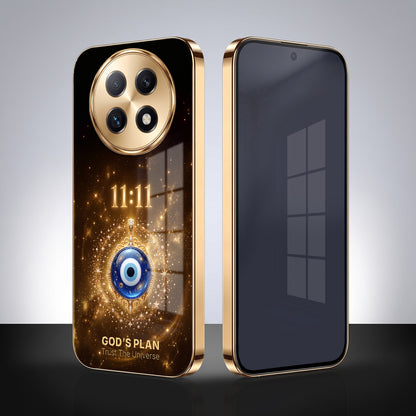 Oppo F29 Pro 5G God’s Plan Evil Eye Gold Electroplated Glass Phone Back Case