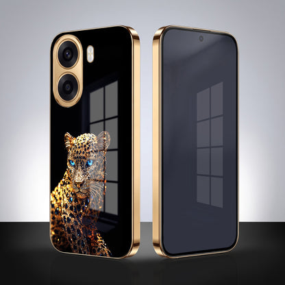Oppo K14x 5G Panther Gold Electroplated Glass Phone Back Case