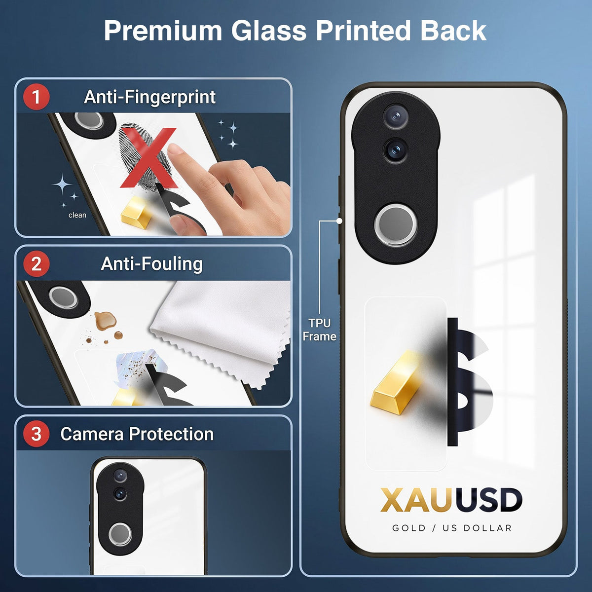 Vivo V50 5G Luxury XAU/USD Acrylic Glass Back Case