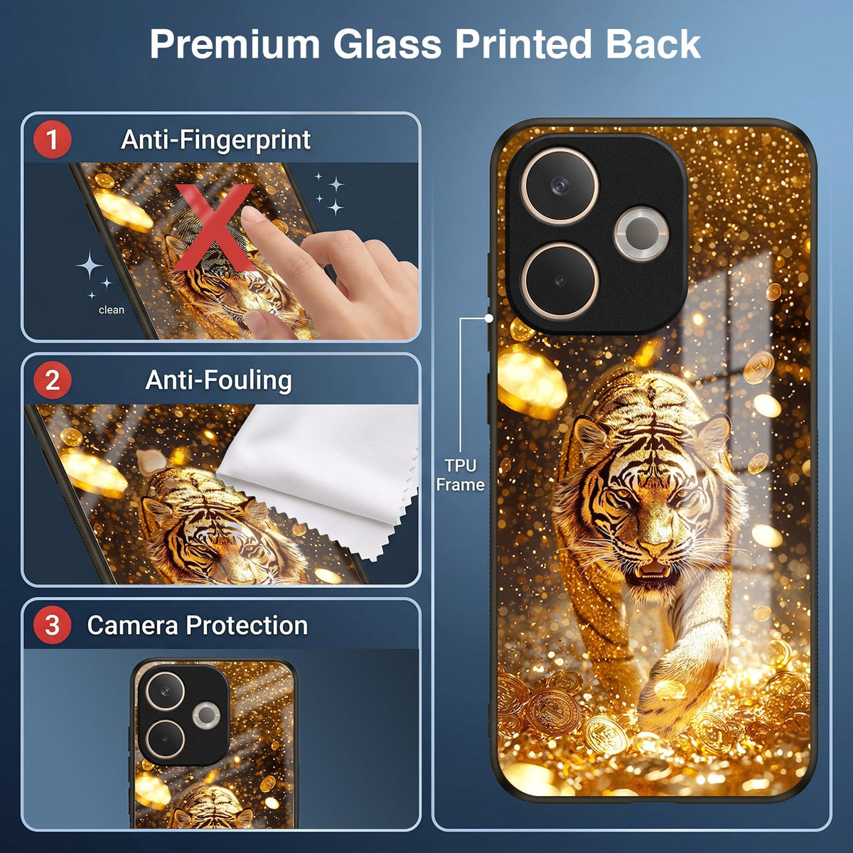 Oppo A5 Pro 5G Luxury Tiger Acrylic Glass Back Case