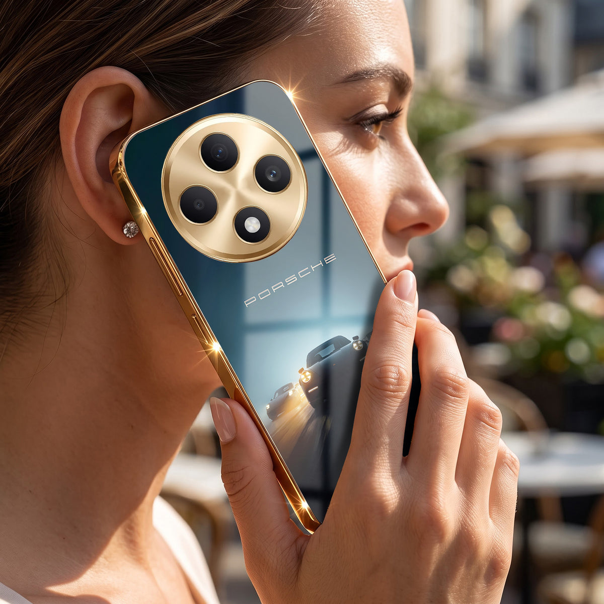 Oppo F27 5G Porsche Luxury Gold Electroplated Glass Phone Back Case