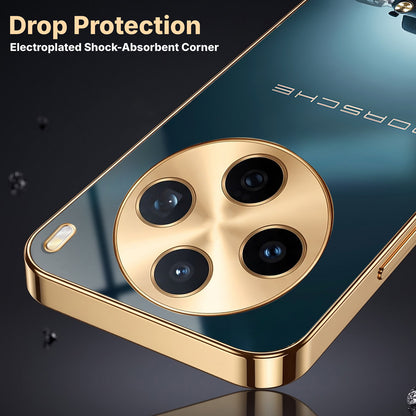 Vivo X200T 5G Porsche Luxury Gold Electroplated Glass Phone Back Case