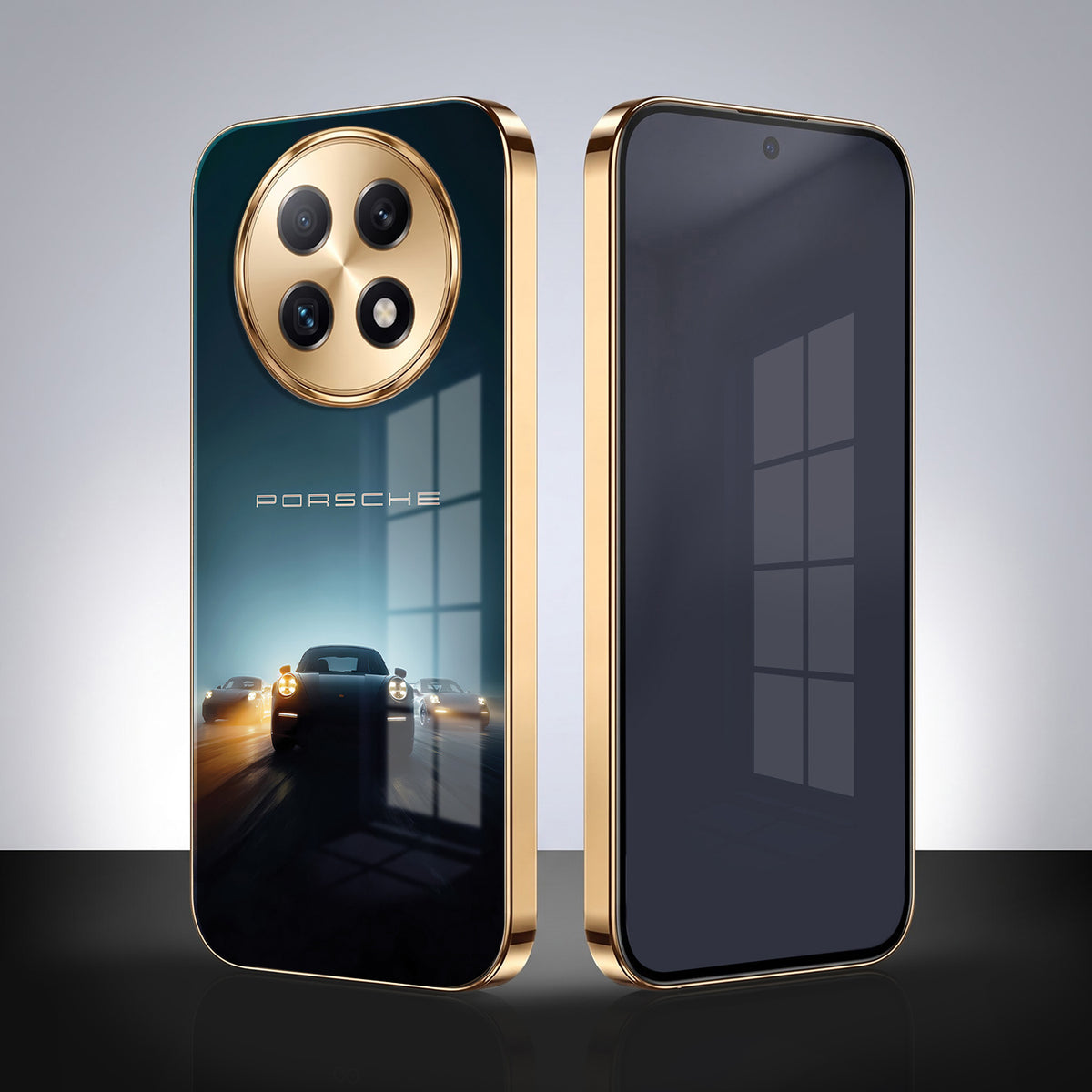 Oppo F29 Pro 5G Porsche Luxury Gold Electroplated Glass Phone Back Case