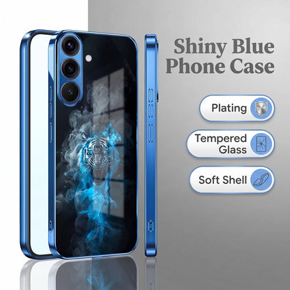 Samsung Galaxy A56 5G Blue Spirit Tiger Blue Electroplated Glass Phone Back Case
